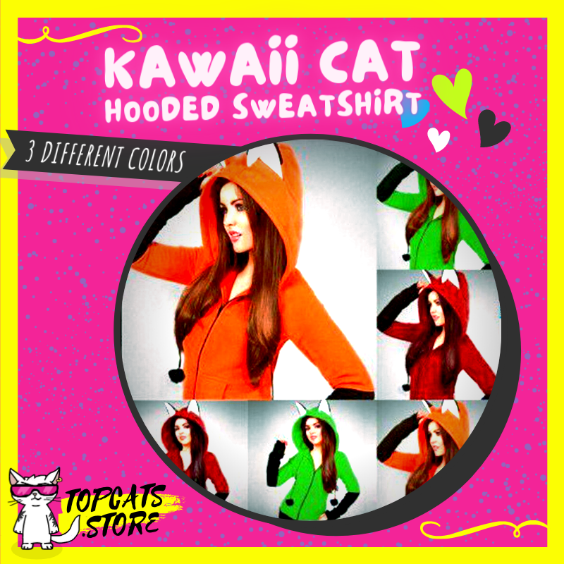 Kawaii Cat Hooded Sweatshirt ❌ - TopCats.Store