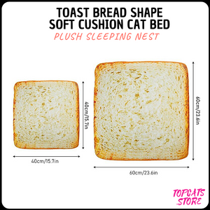 Toast Bread Shape Soft Cushion Cat Bed 🍞 Plush Sleeping Nest 💤 [2 Sizes] 🛍️ NEW❗ - TopCats.Store