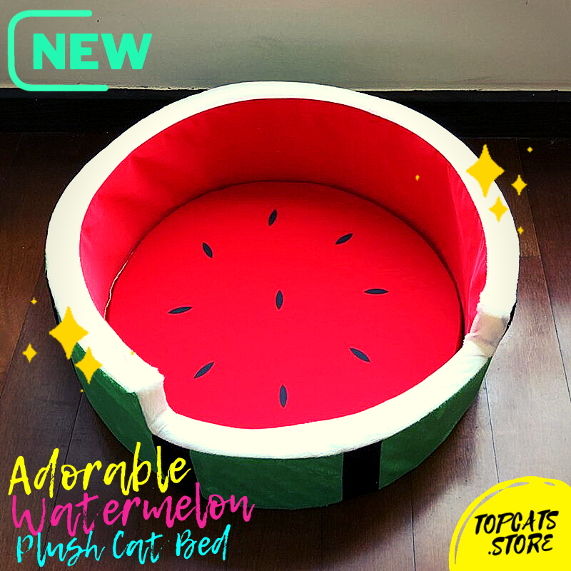 Adorable Watermelon Plush Cat Bed 🍉💤 🛍️ NEW❗ - TopCats.Store