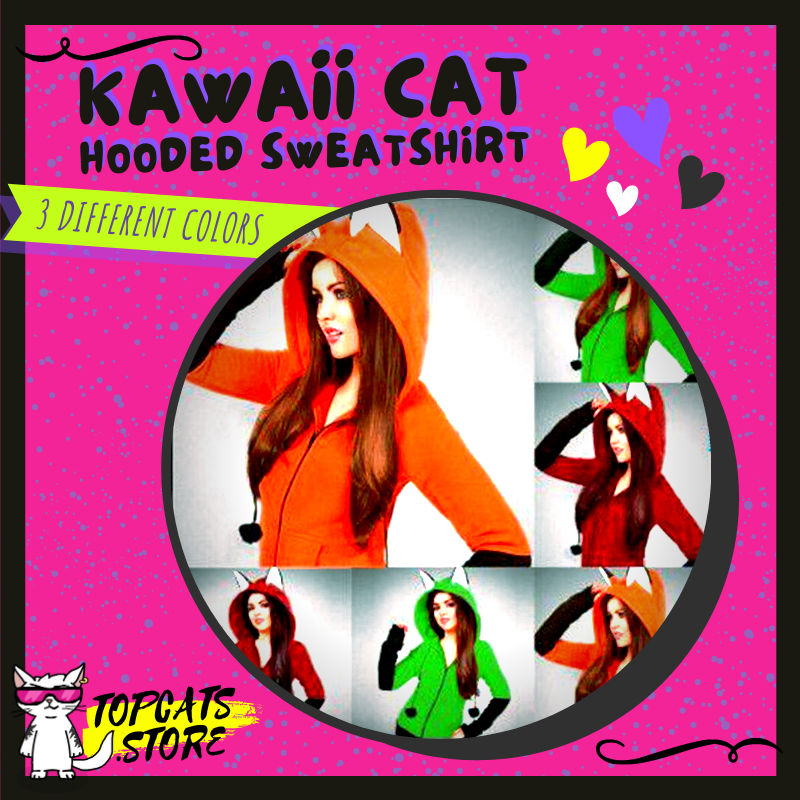 Kawaii Cat Hooded Sweatshirt ❌ - TopCats.Store
