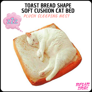 Toast Bread Shape Soft Cushion Cat Bed 🍞 Plush Sleeping Nest 💤 [2 Sizes] 🛍️ NEW❗ - TopCats.Store