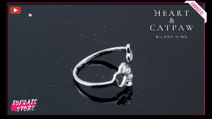 Heart & Cat Paw Silver Ring ♡ Human Accessories ✧ - TopCats.Store