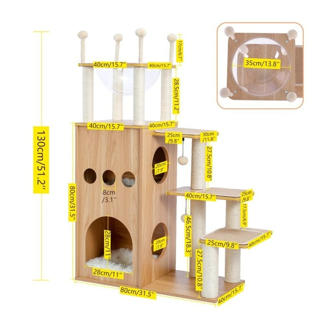 Cat Tree Furniture Tower Climb Activity Tree Scratcher Play House Kitty Tower Furniture Pet Play House - TopCats.Store