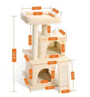 Cat Tree Tower Condo Playground Cage Kitten Multi-Level Activity Center Play House Medium Scratching Post Furniture Plush - TopCats.Store