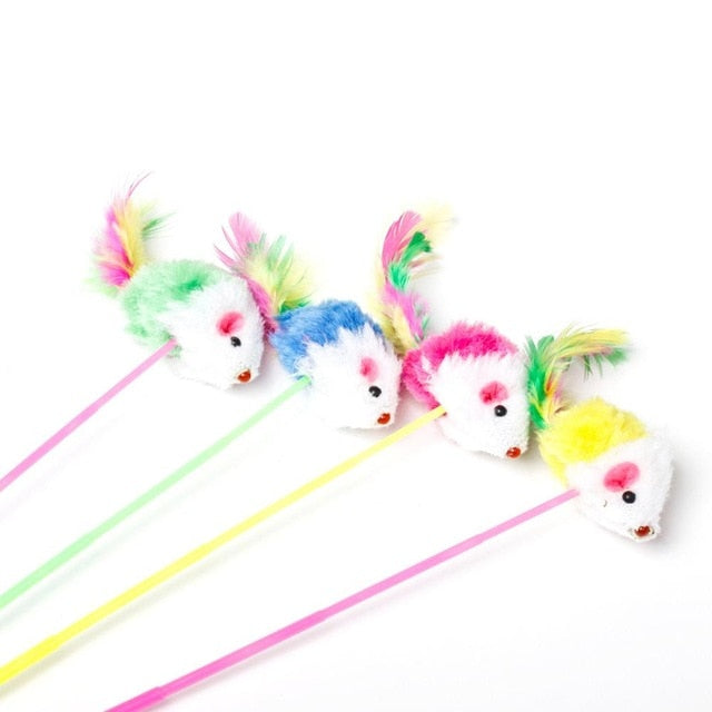 1/5/10pcs Cat toys False Mouse Pet Cat Toys Mini Funny Playing Toys For Cats with Colorful Feather Plush Mini Mouse Toys - TopCats.Store