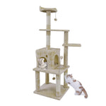 Cat Tree 5 Levels Modern Cat Tower Cat Sky Castle with 2 Cozy Condos, Luxury Perch and Interactive Spring Ball - TopCats.Store