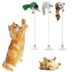 1/3Pcs Plastic Cat Toys Elastic Feather Funny Cat Mice Shape False Mouse Pet  Scratch Toys Bottom Sucker for Cat Kitten Playing - TopCats.Store