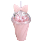400ML Lovely Straw Cup Cold Drink Cup Plastic Bow Lid Straw Cup Bottle Cat Ear Double Wall Drinking Bottle Coffee Juice Cup - TopCats.Store