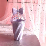 400ML Lovely Straw Cup Cold Drink Cup Plastic Bow Lid Straw Cup Bottle Cat Ear Double Wall Drinking Bottle Coffee Juice Cup - TopCats.Store