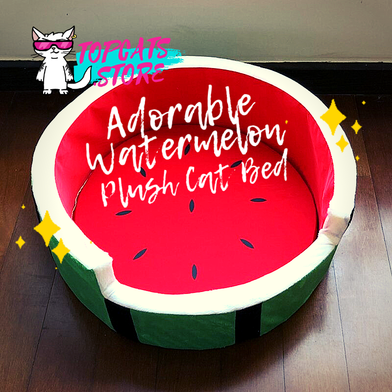 Adorable Watermelon Plush Cat Bed 🍉💤 🛍️ NEW❗ - TopCats.Store