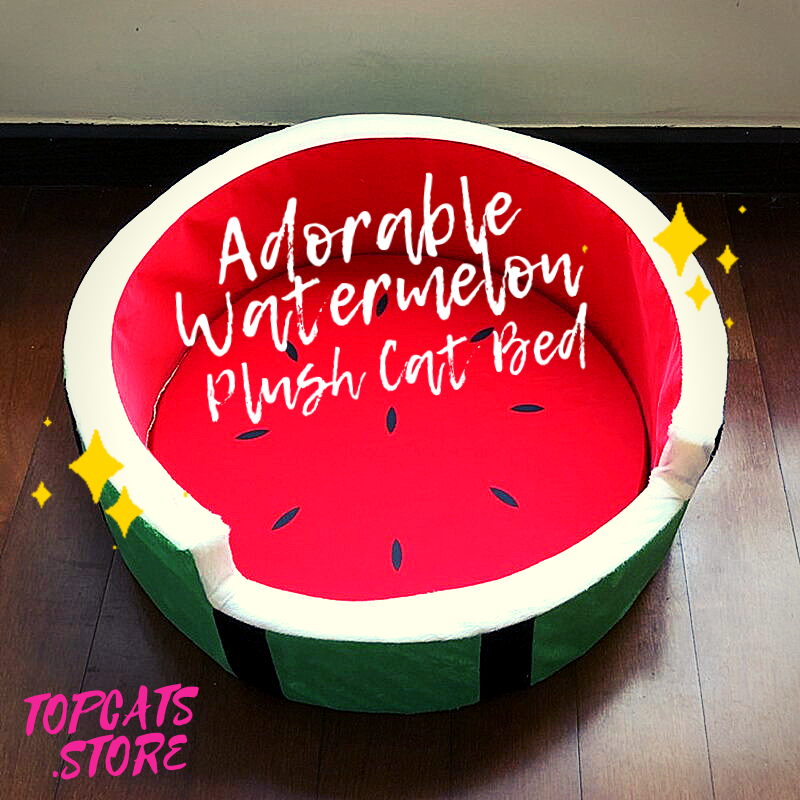 Adorable Watermelon Plush Cat Bed 🍉💤 🛍️ NEW❗ - TopCats.Store