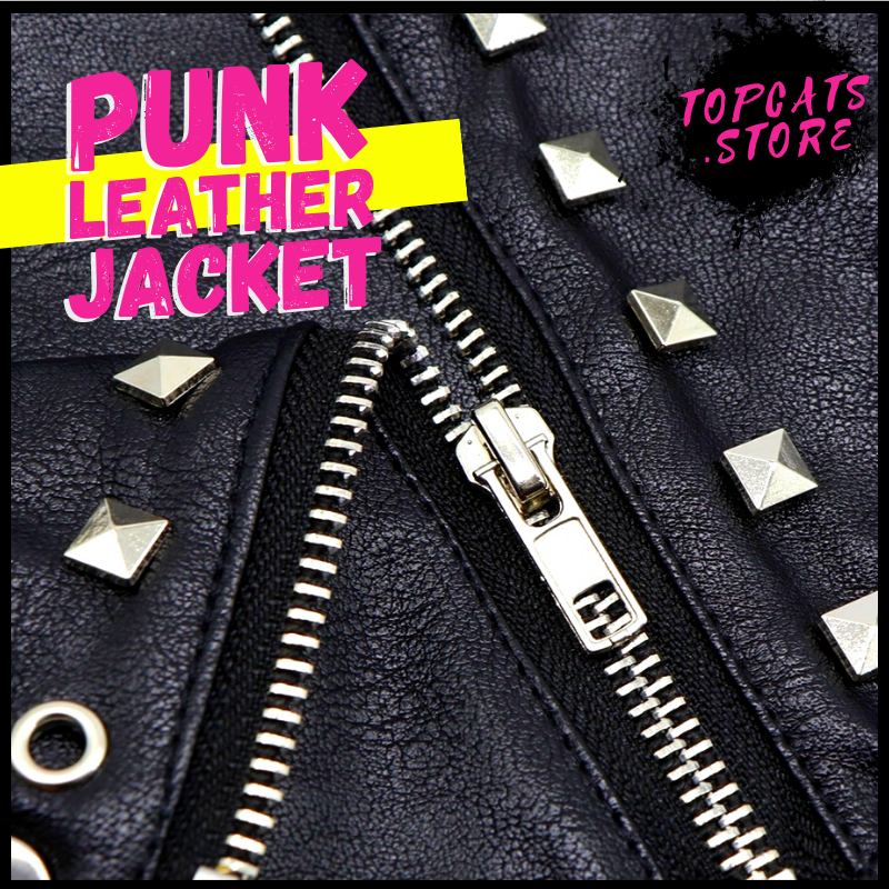 PuNk Leather Cat Jacket 🤘 Closplay Costumes 🎶 [All Sizes] 🛍️ SALE! 🔥 - TopCats.Store