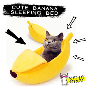 Banana Shape Cute Cat Bed 🍌 Warm Sleeping Nest 💤 [5 Colors] 🛍️ SALE! 🔥 - TopCats.Store