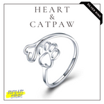 Heart & Cat Paw Silver Ring ♡ Human Accessories ✧ - TopCats.Store