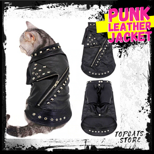 PuNk Leather Cat Jacket 🤘 Closplay Costumes 🎶 [All Sizes] 🛍️ SALE! 🔥 - TopCats.Store