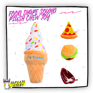 Food Shape Sound Plush Chew Cat Toy 🍦🍕 [4 Models] 🛍️ SALE! 🔥 - TopCats.Store