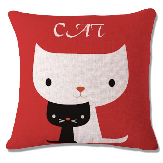 Lovely Cartoon Funny Cat Cushion Cover Print Linen Affection Sofa Car Seat  Home Decorative Throw Pillow  Case Housse De Coussin - TopCats.Store