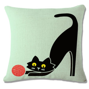 Lovely Cartoon Funny Cat Cushion Cover Print Linen Affection Sofa Car Seat  Home Decorative Throw Pillow  Case Housse De Coussin - TopCats.Store