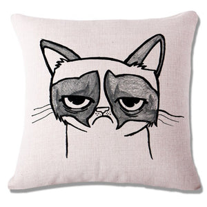 Lovely Cartoon Funny Cat Cushion Cover Print Linen Affection Sofa Car Seat  Home Decorative Throw Pillow  Case Housse De Coussin - TopCats.Store