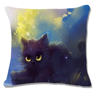 Lovely Cartoon Funny Cat Cushion Cover Print Linen Affection Sofa Car Seat  Home Decorative Throw Pillow  Case Housse De Coussin - TopCats.Store