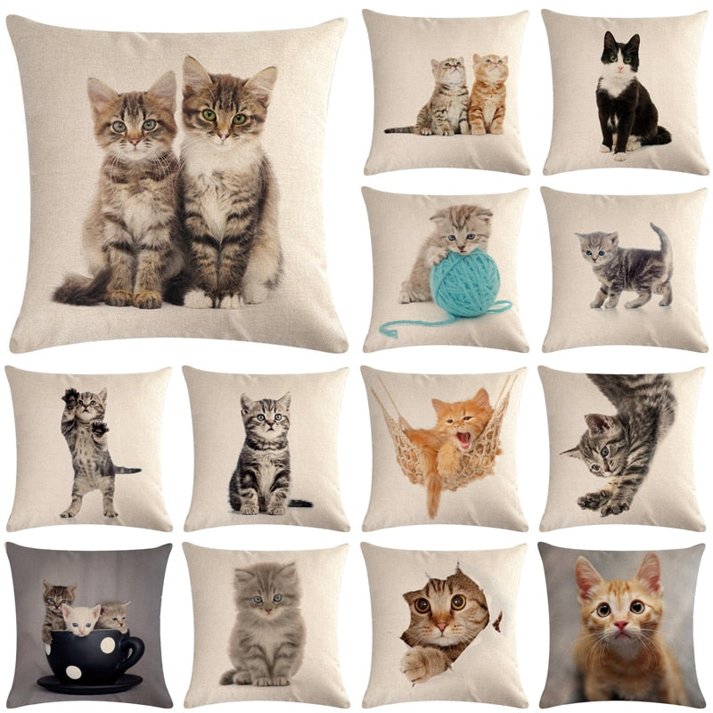 Cute Cat Sofa Decorative Cotton Linen Cushion Cover Pillow Pillowcase 45*45 Throw Pillow Home Decor Pillowcover 40624 - TopCats.Store