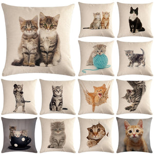 Cute Cat Sofa Decorative Cotton Linen Cushion Cover Pillow Pillowcase 45*45 Throw Pillow Home Decor Pillowcover 40624 - TopCats.Store