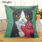 Hongbo Cartoon Cat Polyester Cushion Cover Animal Funny Pet Pillow Case Home Decorative Pillows Cover For Sofa Car Cojines - TopCats.Store