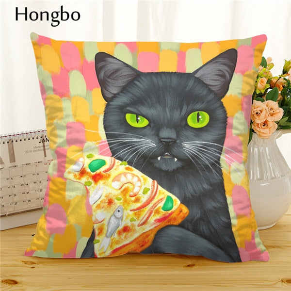 Hongbo Cartoon Cat Polyester Cushion Cover Animal Funny Pet Pillow Case Home Decorative Pillows Cover For Sofa Car Cojines - TopCats.Store