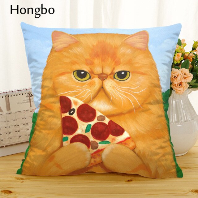 Hongbo Cartoon Cat Polyester Cushion Cover Animal Funny Pet Pillow Case Home Decorative Pillows Cover For Sofa Car Cojines - TopCats.Store