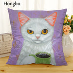 Hongbo Cartoon Cat Polyester Cushion Cover Animal Funny Pet Pillow Case Home Decorative Pillows Cover For Sofa Car Cojines - TopCats.Store