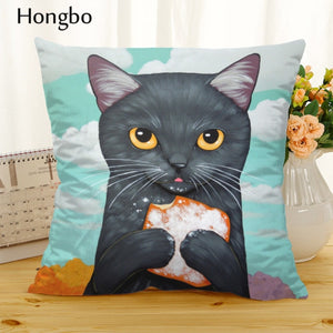 Hongbo Cartoon Cat Polyester Cushion Cover Animal Funny Pet Pillow Case Home Decorative Pillows Cover For Sofa Car Cojines - TopCats.Store