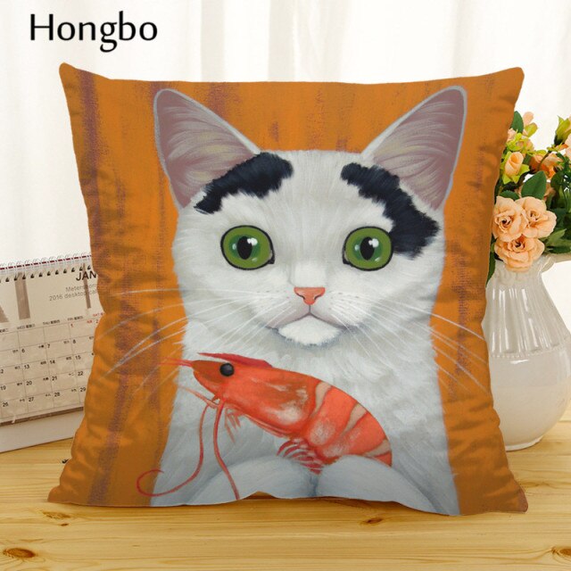 Hongbo Cartoon Cat Polyester Cushion Cover Animal Funny Pet Pillow Case Home Decorative Pillows Cover For Sofa Car Cojines - TopCats.Store