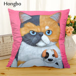 Hongbo Cartoon Cat Polyester Cushion Cover Animal Funny Pet Pillow Case Home Decorative Pillows Cover For Sofa Car Cojines - TopCats.Store