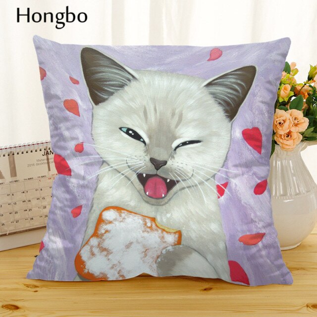 Hongbo Cartoon Cat Polyester Cushion Cover Animal Funny Pet Pillow Case Home Decorative Pillows Cover For Sofa Car Cojines - TopCats.Store