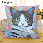 Hongbo Cartoon Cat Polyester Cushion Cover Animal Funny Pet Pillow Case Home Decorative Pillows Cover For Sofa Car Cojines - TopCats.Store