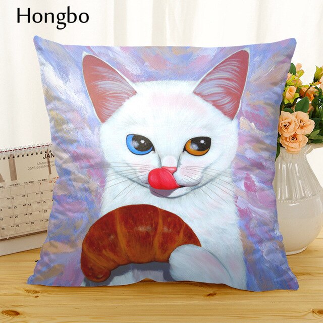 Hongbo Cartoon Cat Polyester Cushion Cover Animal Funny Pet Pillow Case Home Decorative Pillows Cover For Sofa Car Cojines - TopCats.Store