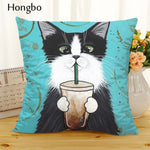 Hongbo Cartoon Cat Polyester Cushion Cover Animal Funny Pet Pillow Case Home Decorative Pillows Cover For Sofa Car Cojines - TopCats.Store