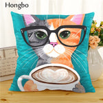 Hongbo Cartoon Cat Polyester Cushion Cover Animal Funny Pet Pillow Case Home Decorative Pillows Cover For Sofa Car Cojines - TopCats.Store