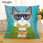 Hongbo Cartoon Cat Polyester Cushion Cover Animal Funny Pet Pillow Case Home Decorative Pillows Cover For Sofa Car Cojines - TopCats.Store