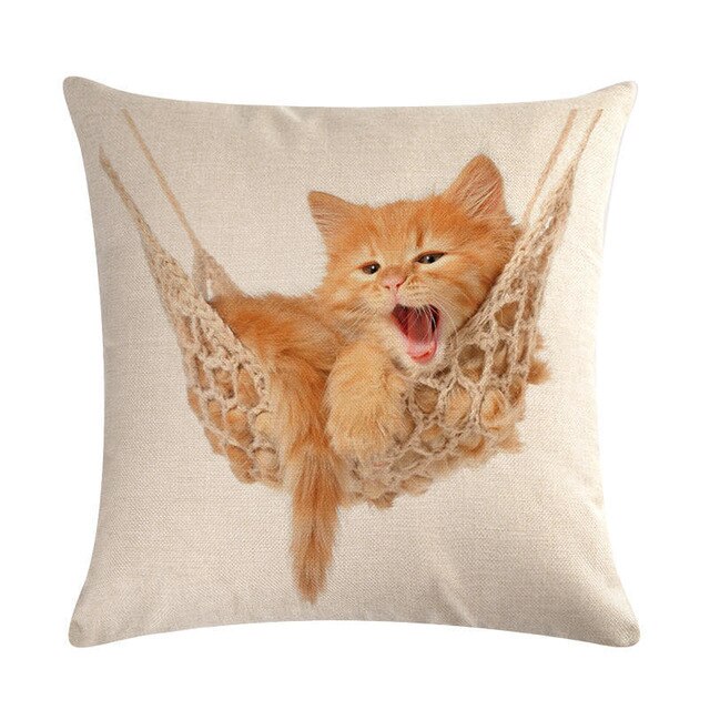 Cute Cat Sofa Decorative Cotton Linen Cushion Cover Pillow Pillowcase 45*45 Throw Pillow Home Decor Pillowcover 40624 - TopCats.Store