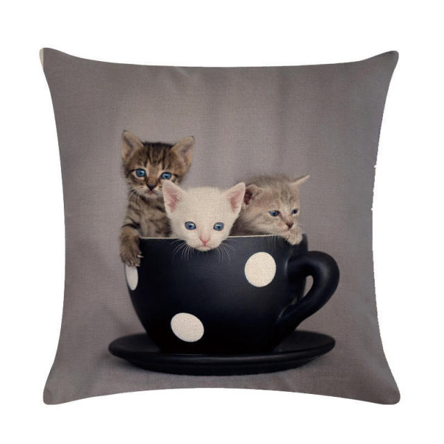 Cute Cat Sofa Decorative Cotton Linen Cushion Cover Pillow Pillowcase 45*45 Throw Pillow Home Decor Pillowcover 40624 - TopCats.Store