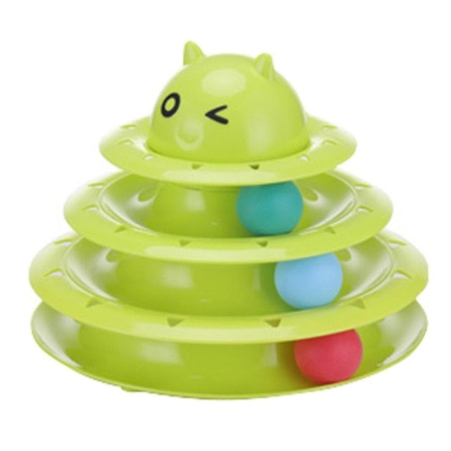 Funny Pet Interactive Toy Cat Colorful 3/4-Layer Plastic Tower Tracks Toy With Balls For IQ Traning - TopCats.Store