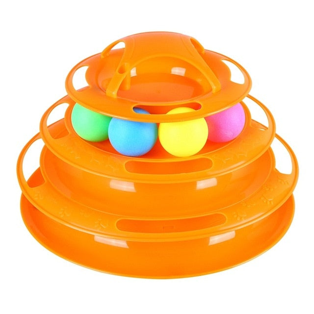 Funny Pet Interactive Toy Cat Colorful 3/4-Layer Plastic Tower Tracks Toy With Balls For IQ Traning - TopCats.Store