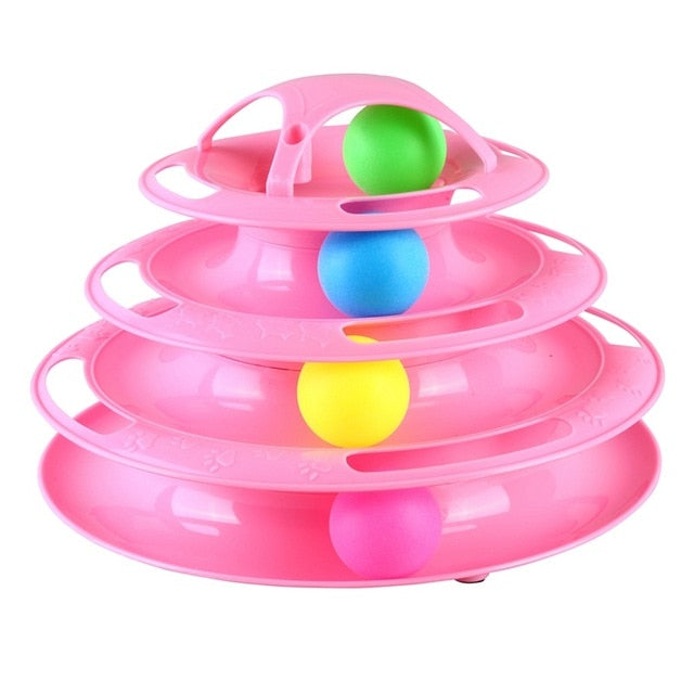 Funny Pet Interactive Toy Cat Colorful 3/4-Layer Plastic Tower Tracks Toy With Balls For IQ Traning - TopCats.Store