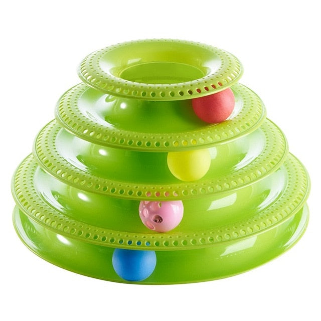 Funny Pet Interactive Toy Cat Colorful 3/4-Layer Plastic Tower Tracks Toy With Balls For IQ Traning - TopCats.Store