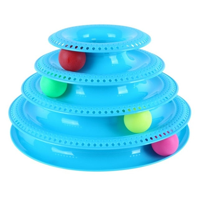 Funny Pet Interactive Toy Cat Colorful 3/4-Layer Plastic Tower Tracks Toy With Balls For IQ Traning - TopCats.Store