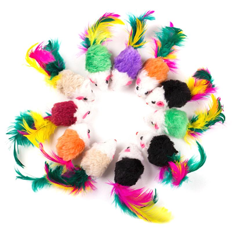 10pcs Cat toys False Mouse Pet Cat Toys Mini Funny Playing Toys For Cats with Colorful Feather Plush Mini Mouse Toys - TopCats.Store