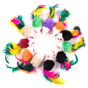 10pcs Cat toys False Mouse Pet Cat Toys Mini Funny Playing Toys For Cats with Colorful Feather Plush Mini Mouse Toys - TopCats.Store