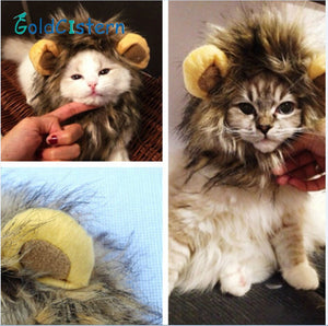 Funny Cute Pet Costume Cosplay Lion Mane Wig Cap Hat for Cat Halloween Xmas Clothes Fancy Dress with Ears Autumn Winter - TopCats.Store