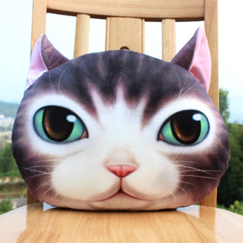 35cmx36cm 3D Cute Cat Dog Head Pillow Cushion Home Sofa Car Seat Cushions Creative Cartoon Cat Nap Pillow Cushion Baby Doll Gift - TopCats.Store
